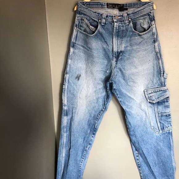 Vintage THUG LIFE Jeans Hiphop 90s Tupac Sz 32 - Picture 1 of 8